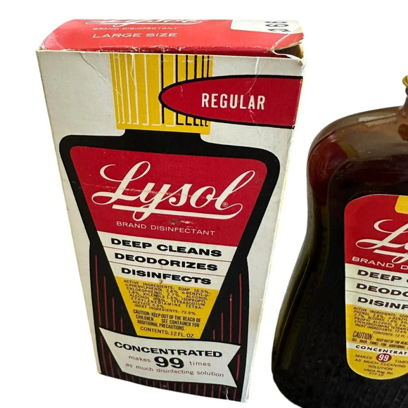 Lysol Disinfectant Cleaner Concentrated Vintage Glass Bottle Collectible w/ Box - Picture 4 of 9